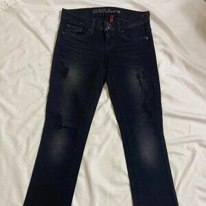 Black Guess Low Rise Straight Jeans Size 23 Waist